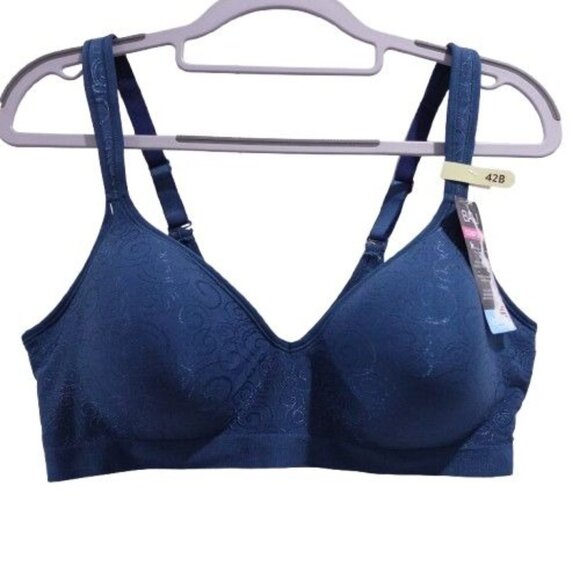 NEW Bali Women's Comfort Revolution Shaping Wireless Smoothing Bra Teal Blue Siz - Picture 1 of 6